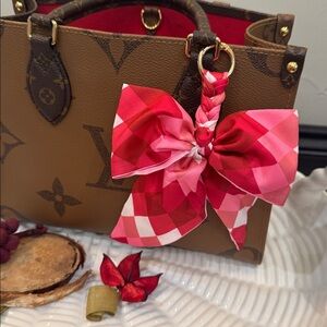 Modern Boho Pink Plaid Bow Accent Charm